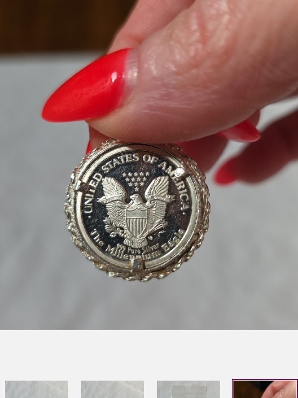 NWOT 2000 Walking Liberty Sterling Silver Coin Pendant - Picture 3 of 7